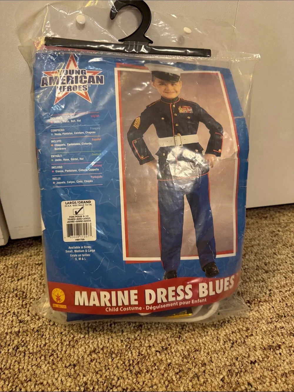 Marine Dress Blue Kids Costume - Black & Blue (large)